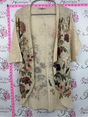 Gaze cardigan flowers Women's Cream Floral Open-Front Cardigan Sweater